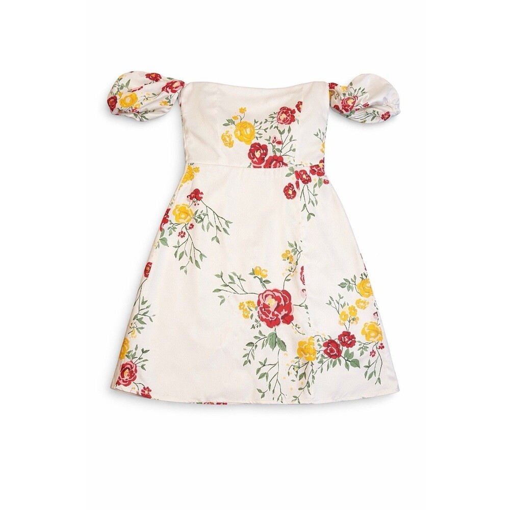 Park & Fifth Hawthorn Mini Dress Spencer Cream Floral Off Shoulder Small